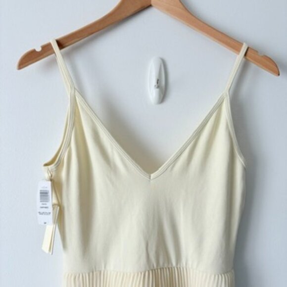 Aritzia Wilfred Daphnee Pleated Skirt Midi Dress NWT Mellow Yellow Size Small - Picture 6 of 9